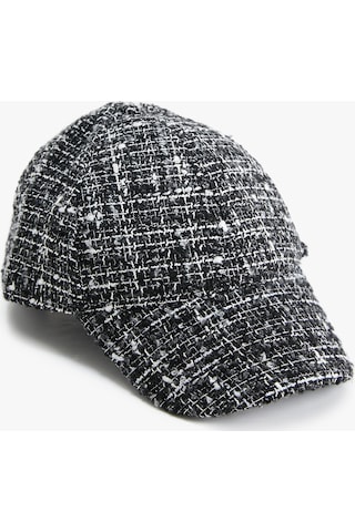 Koton Tüvit Kışlık Şapka Cap Model- Şahika Ercümen X Koton Siyah Ekose 4wak40128aa 4WAK40128AA9C9 Siyah