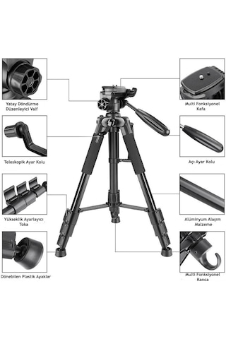 Neepho Profesyonel 175 CM DSLR ve Cep Telefon Tripod + Bluetooth Kumanda