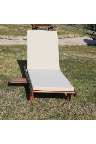 Motoryagmarket Riva2 Kademeli Ahşap Şezlong Sehpalı, 5Cm Minderli -Bahçe, Kumsal
