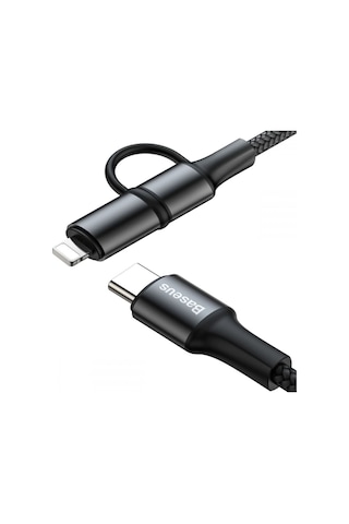 Baseus Twins 2in1 60W Type-C to Type-C + Lightning Kablo Siyah CATLYW-01