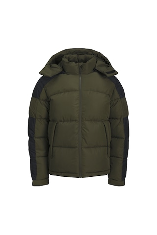 Jack & Jones Erkek Rüzgara Dayanıklı Kapüşonlu Puffer Mont - Aero Forest Night