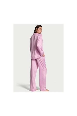 Victoria's Secret Glazed Saten Kalpli Uzun Pijama Takımı Lila