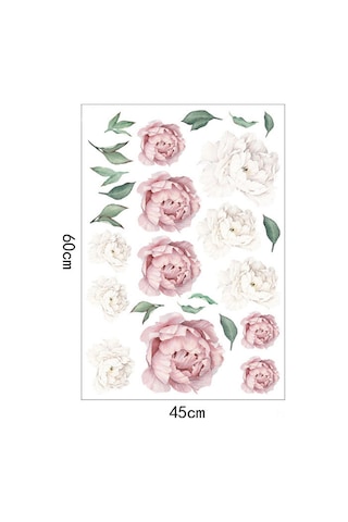 Wezone Pembe Papatya Desenli Pvc Duvar Sticker - Su Geçirmez, Çıkarılabilir, Özelleştirilebilir Ev Dekoru 60x45 Cm Açık Pembe