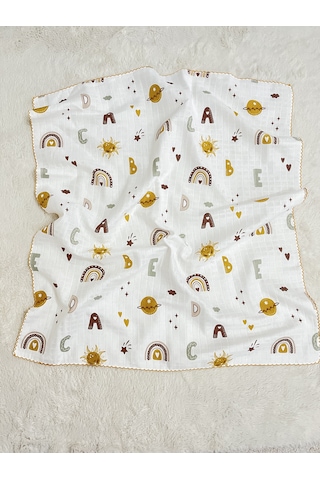 Çok Amaçlı Müslin Örtü 80x90 Cm Yeni Doğan&bebek&çocuk Gökkuşağı Kahverengi