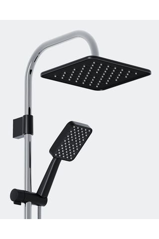 Robot Duş Seti Krom Siyah Tepe Duş Sistemi Yağmurlama Sistemi Paslanmaz Krom - Siyah