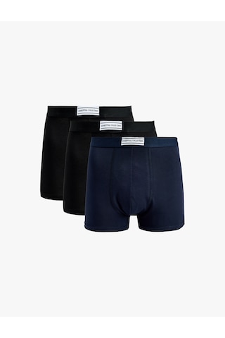 Koton Pamuklu Regular Fit Etiket Detaylı 3 Lü Boxer Seti Lacivert 7wlm90004mk