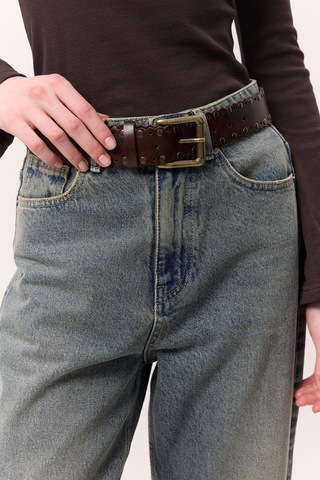 Zımbalı Geniş Tokalı Kemer Kahverengi Kahverengi