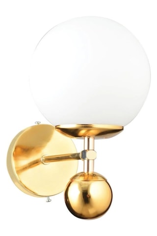 İstanbul Avize Larin Tekli Gold Beyaz Glop Camlı Aplik