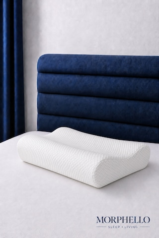 Morphello Ortopedik Boyun Destekli Visco Yastık 60x40 Cm Orta Sert, Yıkanabilir Kılıflı Ergonomik Yastık Beyaz
