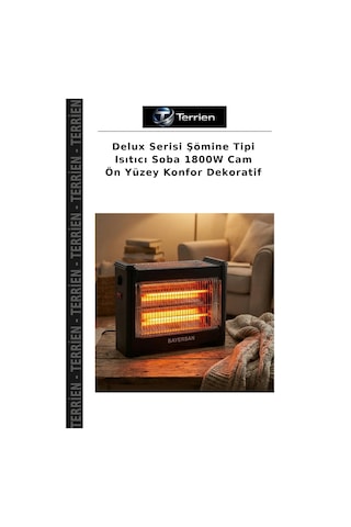 Delux Serisi Şömine Tipi Isıtıcı Soba 1800w Cam Ön Yüzey Konfor Dekoratif