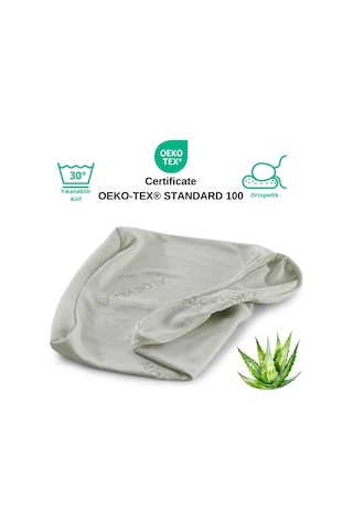Rudu Aloevera Yastık Kılıfı Çift Taraflı Visco Visko 51x41x13-11cm Beyaz - Yeşil