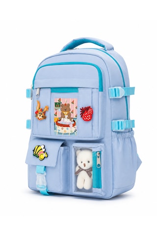 Quovo Kawaii Kore Tarzı Ergonomik Özel Tasarım Okul Çantası Kız Erkek İlkokul,ortaokul,lise Mavi