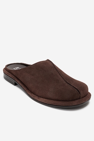 Luvishoes Tansy Kahverengi Süet Hakiki Deri Önü Kapalı Kadın Terlik