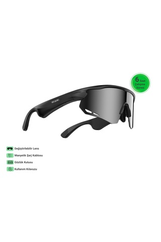 Wiami Akıllı Sporcu Güneş Gözlüğü Bluetooth, Hoparlörlü Ve Dayanıklı Tasarım Siyah