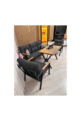 Houseart Vera 3+1+1 + Masa , Balkon, Bahçe - Cafe , Teras , Metal Kanepe Koltuk Takımı , Yemek Masası ,çay Seti Antrasit Houseart Vera 3+1+1 + Masa , Balkon, Bahçe - Cafe , Teras , Metal Kanepe Koltuk Takımı , Yemek Masası ,çay Seti Antrasit