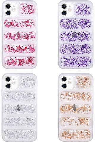 Apple Uyumlu iPhone 11 Kılıf Kamera Korumalı Simli Airbag'li Zore Dalga Kapak Mor