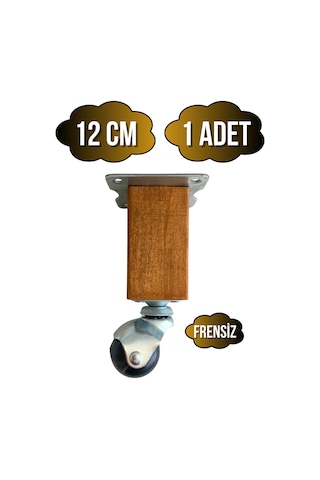 Kale Ahşap Top Tekerli Ayak Mobilya Masa Dolap Tekerli Ayağı Frensiz 12cm Ceviz 1 Adet Kayın Ceviz