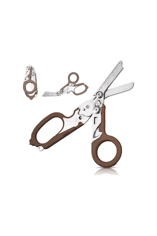 Hfambition Kahverengi Çok İşlevli Çakı Pense, Taşra Kampı İçin Gerekli, Katlanabilir Makas, Cam Kırıcı, Açıcı Ve Ölçü Cihazı