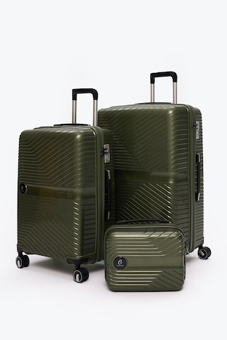 Elatae Exclusive Pro Polipropilen Kırılmaz 3'lü Valiz Seti Büyük - Orta Boy Ve Makyaj Çantası Haki 5239 Haki