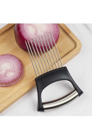 Besthome1 Erkek Mutfak Onion Sabitleyici: Paslanmaz Çelik Soğan Dilimi Tutucu, Kolay Kullanımı, Evde Pratik Kesişme Aracı Diğer