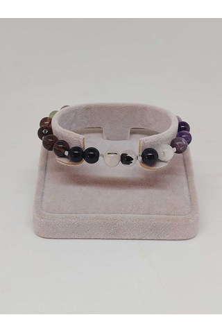 Doğal Taş Nazar Ve Kötü Enerjiden Korunma Bilekliği 8mm Unisex 55768 Çok Renkli