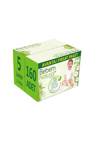 Bebem Bebek Bezi Natural Beden:5 11-18kg Junior 160 Adet