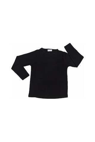 Özdemirli Bebe Basic Düz Bisiklet Yaka Uzun Kollu Likralı Badi Sweat T-shirt SIYAH