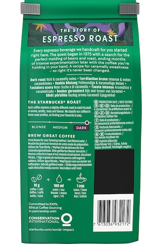 Starbucks Espresso Dark Roast Çekirdek Kahve 200 G