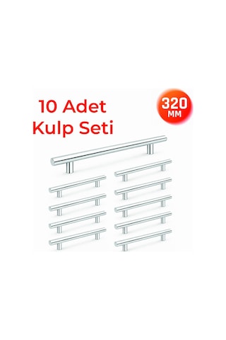 320 Mm Metal Mobilya Kulpu Mutfak Dolap Çekmece Kulpu, Modern Dekoratif Kulp Seti 10 Adet Inox