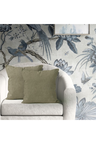 2'li Kadife Dokulu Kırlent Kılıfı Haki Yeşil