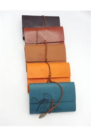 Kişiye Özel Retro Deri Kapaklı Bağcıklı Hatıra Defteri + Kalem