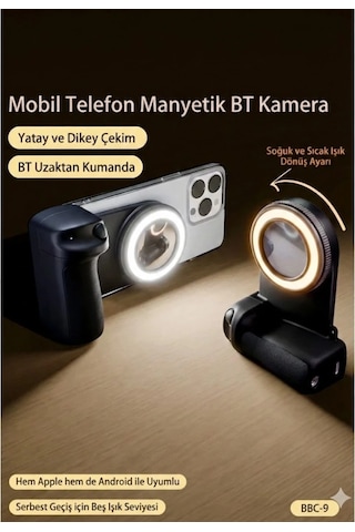 Bluetooth Manyetik Telefon Yapıştırma Kavrama Halka Dolgu Işığı İle Magsafe Selfie Klips -