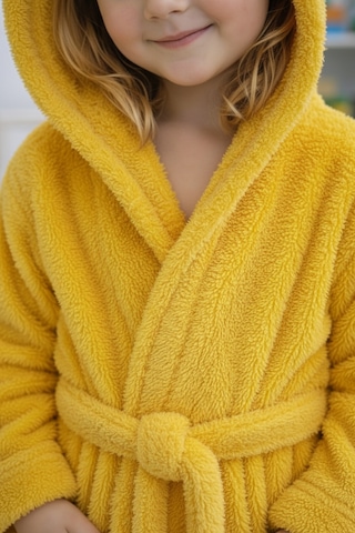 Luna Soft Kız / Erkek Çocuk Kapşonlu Pamuklu Bornoz Peluş Sabahlık 5/6 Yaş Civciv Sarısı Bal Sarısı