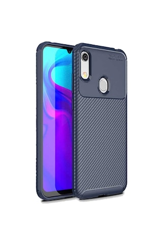 Huawei Y6 2019 Karbon Desenli Negro Silikon Kılıf Lacivert