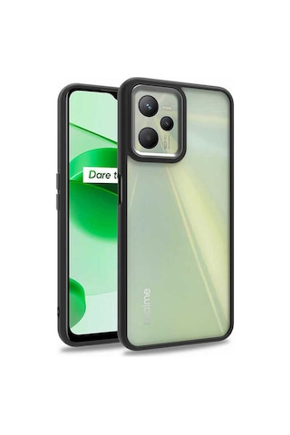Realme C35 Kılıf Zore Flora Kapak Siyah