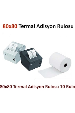 Termal Adisyon Yazıcı Kağıdı Rulosu 80x80 Adisyon Yazıcı Kağıdı 50 Adet