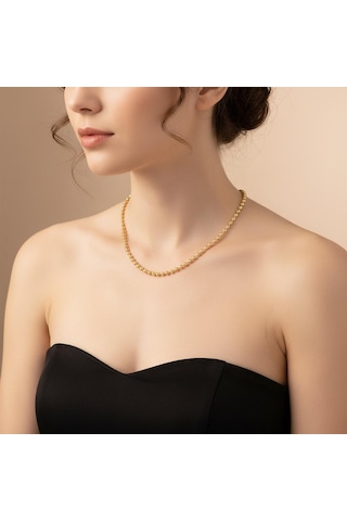 Dorika Top Zincir Kolye 45 Cm - Gold Renk - Paslanmaz Çelik Çok Renkli