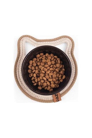 Gobypet Küçük Boy Jüt Hasır Kulaklı Yuvarlak Kedi Köpek Mama Paspası, Matı, Çok Amaçlı Altlık