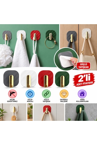 2li Yapışkanlı Retro Askılık Dolap Kapak Kulpu Gri Belirtilmemiş
