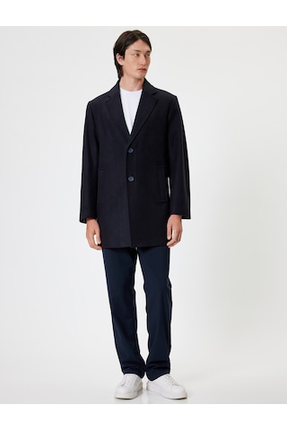 Koton Slim Fit Kaşe Kaban Cep Detaylı Lacivert 5wam00021hw Lacivert