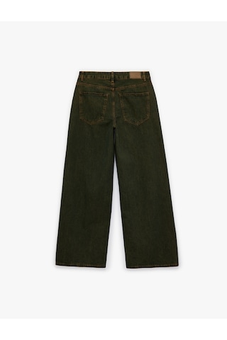 Koton Bol Kalıp Düğmeli Cepli Yıkamalı Geniş Paça Denim Pantolon - Loose Straight Fit Jean Ovd 6sal40148md Ovd