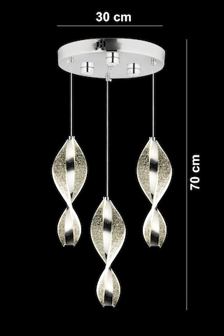 İstanbul Avize Mars 3'lü Gümüş Kumandalı Led 3 Renk Modern Ledli Avize