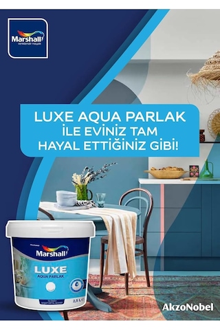 Luxe Aqua Parlak Su Bazlı Akrilik Dekoratif Dönüşüm Boyası 2,5 Litre Ahşap Ve Metal Boyası Beyaz,beyaz