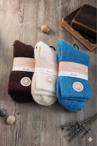 Angora Yün Çorap 3 Adet Set 2