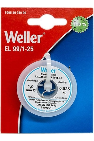 Weller El99/1-25 Kurşunsuz Lehim Teli Sn99cu1, 1mm, 25gr T0054025099