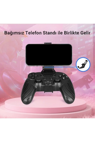 İdragon X6 Kablosuz Bluetooth Gamepad - Turbo Tuşlu, Ayrılabilir Telefon Tutuculu Oyun Kolu Android, Apple iOS, Pc Uyumlu