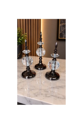 Kristal Detaylı Metal Gövdeli Dekoratif Aksesuar Füme