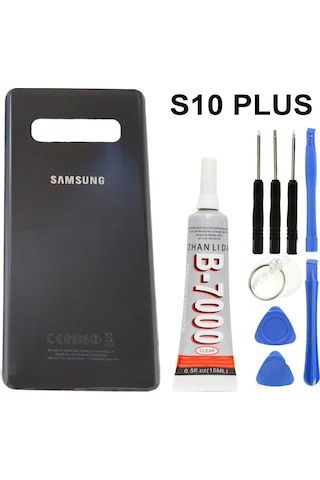 Samsung Uyumlu S10 Plus Arka Cam Kapak Batarya Pil Kapağı+B7000 Yapıştır