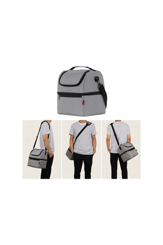 Symbee İki Bölmeli Siyah Soğutma Çantası, Yeme-içeği Ayrımı, Oxford Kumaş Isı Yalıtımı, Piknik-kamp Çantası Siyah