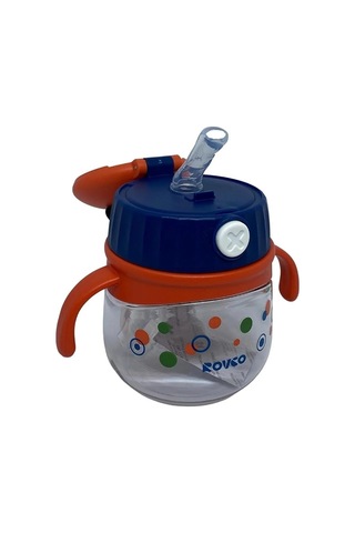 Lexroo Rovco 240ml Pipetli Hayvan Kapaklı Akıllı Pipet Toplu Tritan Su Matarası Turuncu Panda